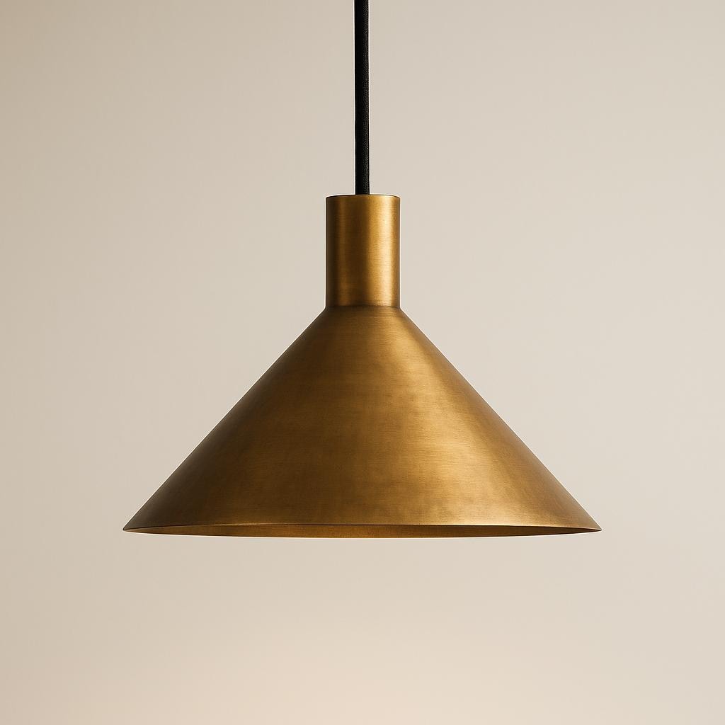 Modern Brushed Brass Cone Pendant Light