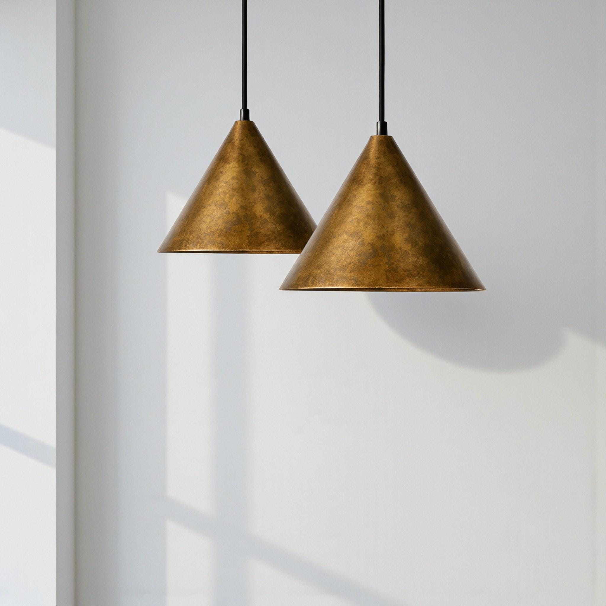Handcrafted Oxidized Brass Cone Pendant Light