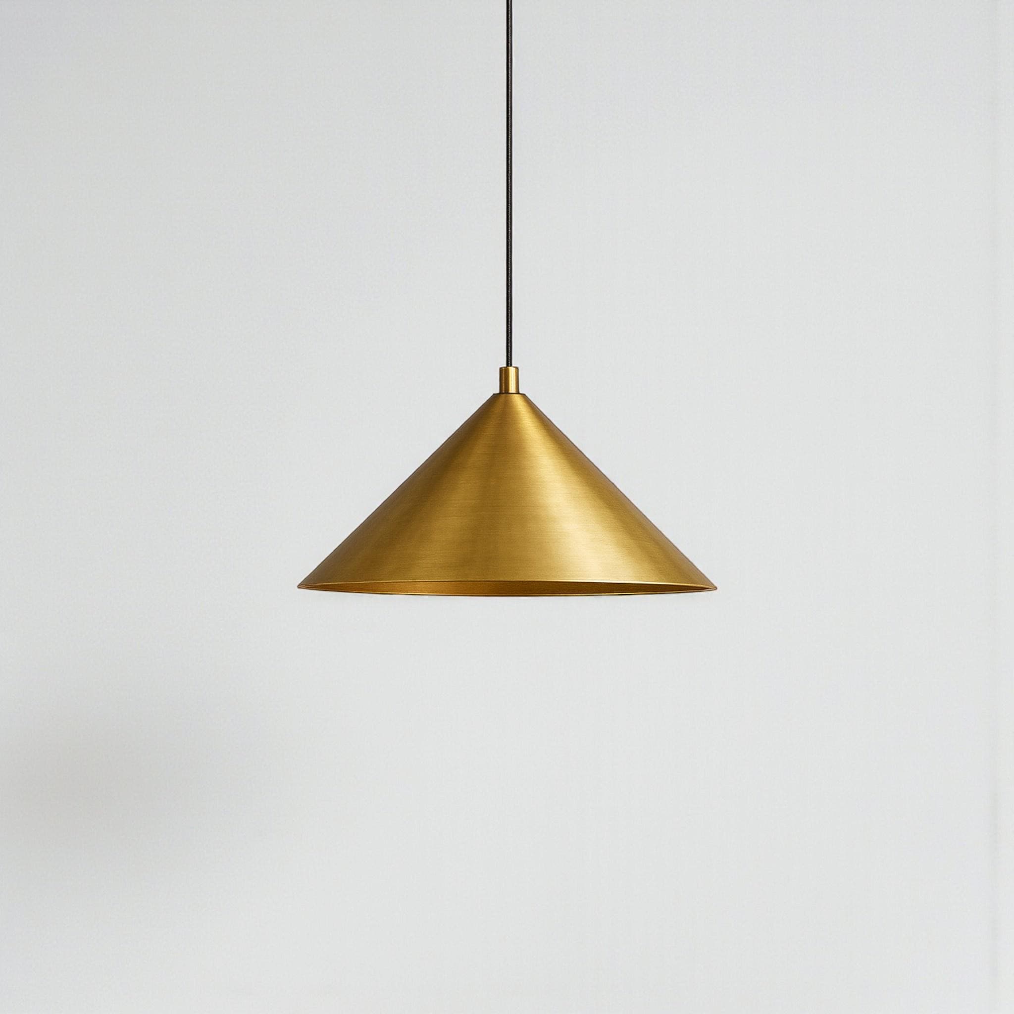 Hand Hammered Brass Cone Pendant Light