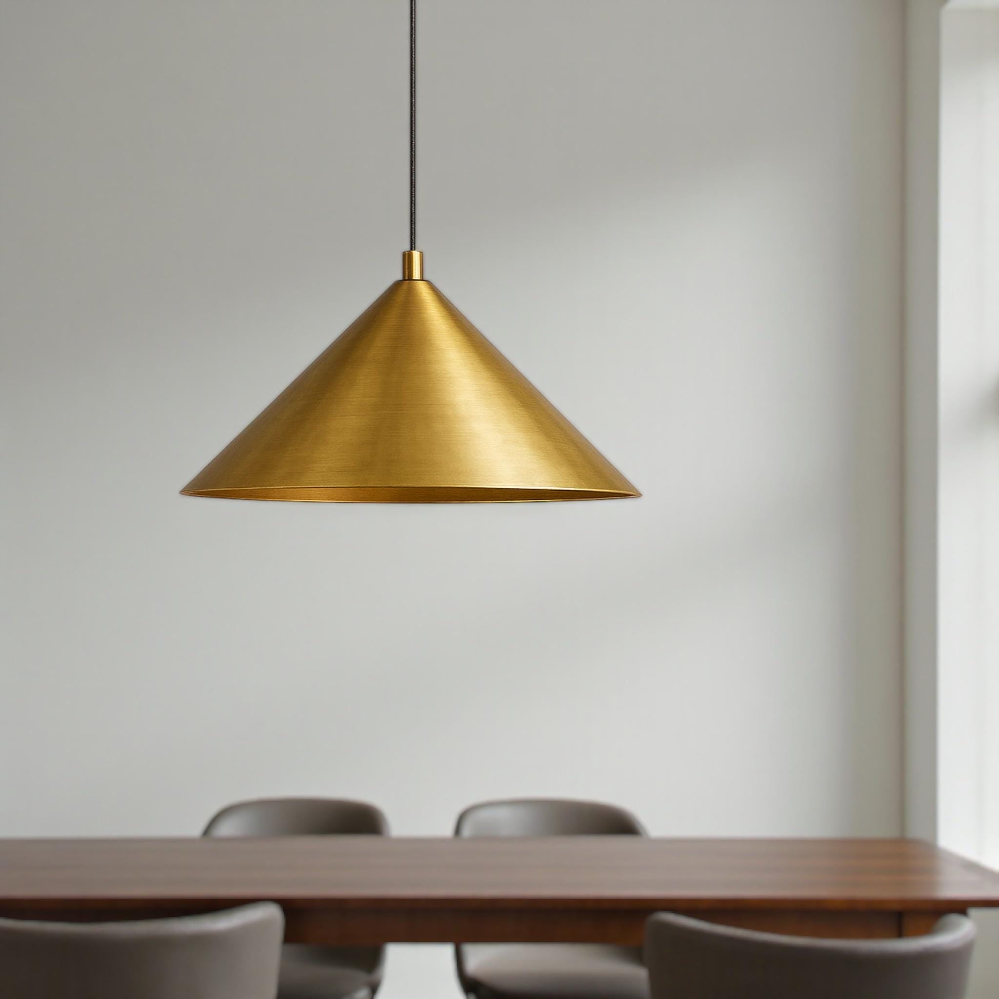 Hand Hammered Brass Cone Pendant Light
