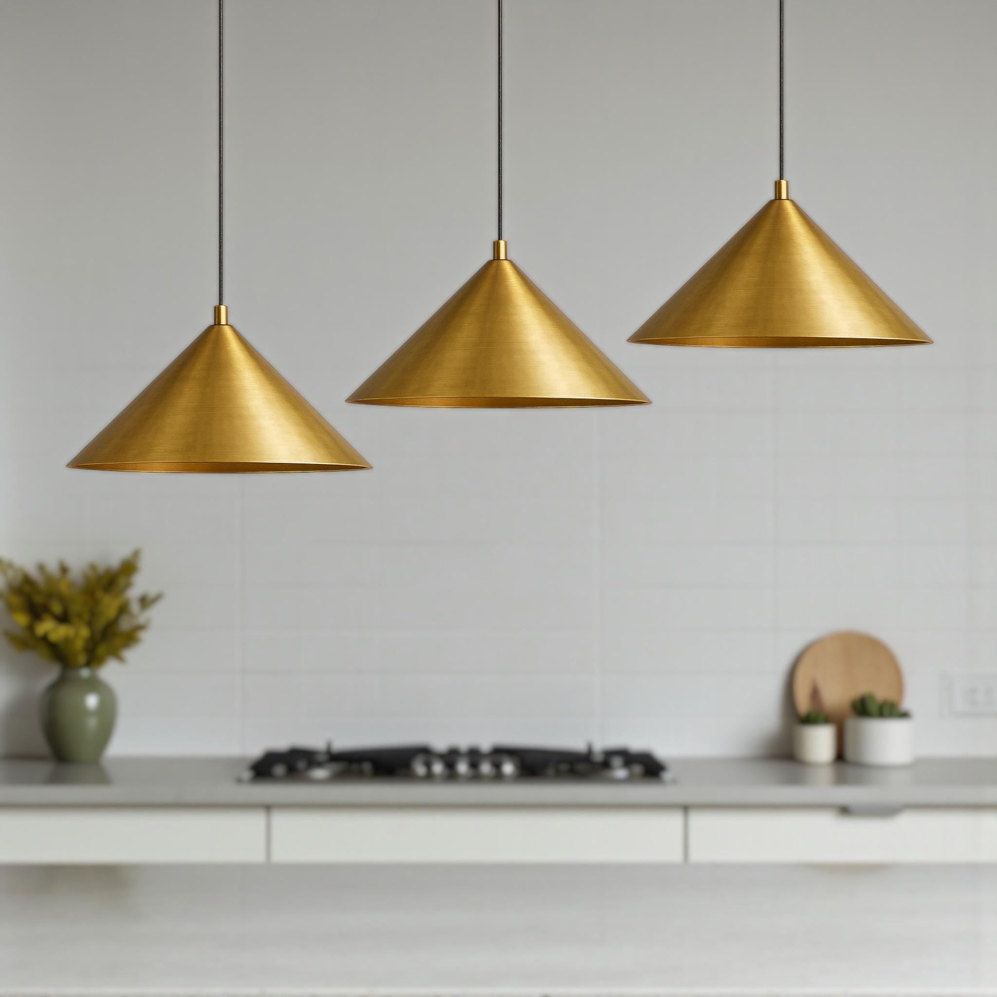 Hand Hammered Brass Cone Pendant Light