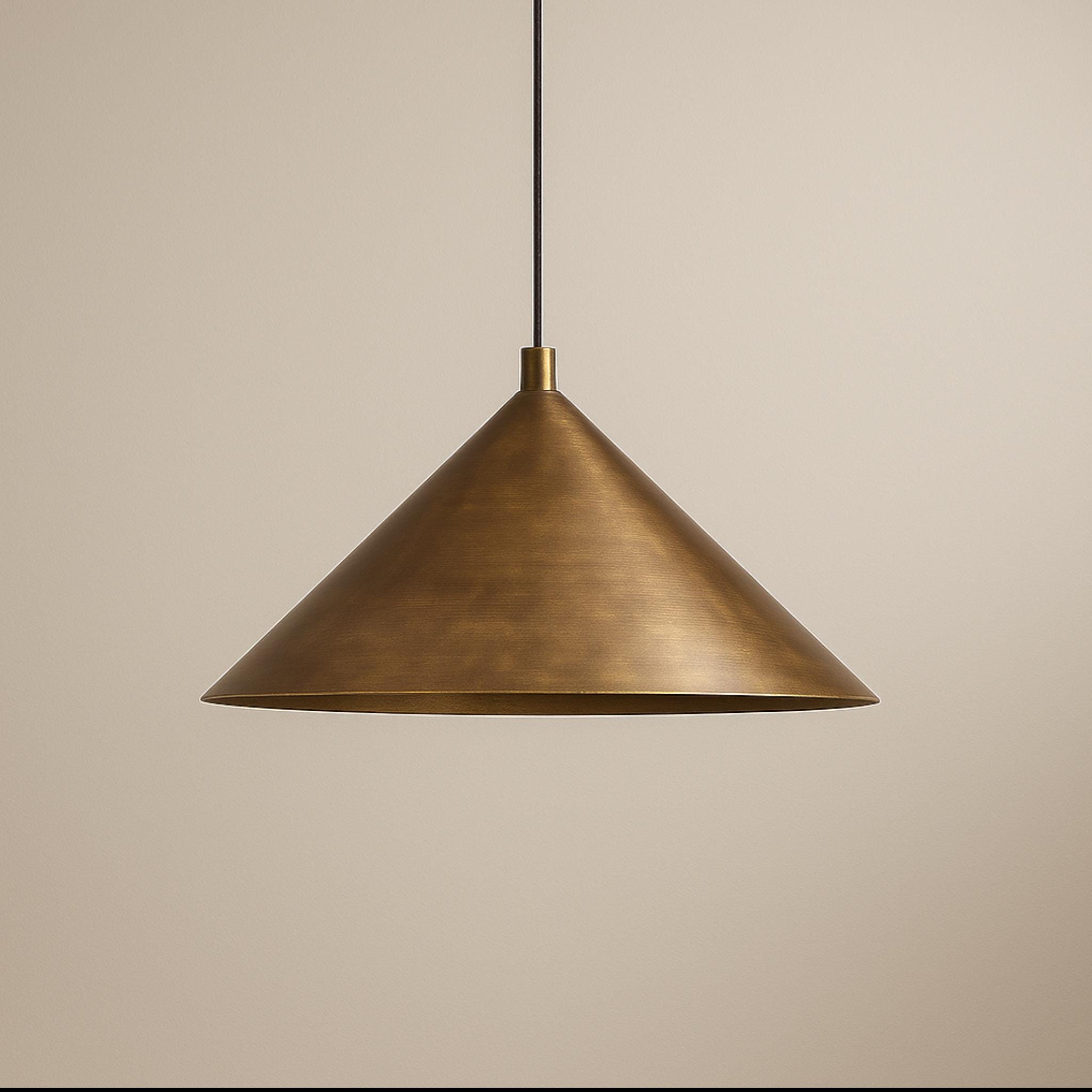 Hand Hammered Brass Cone Pendant Light