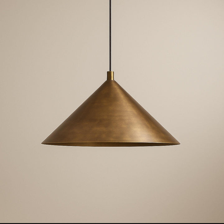 Hand Hammered Brass Cone Pendant Light
