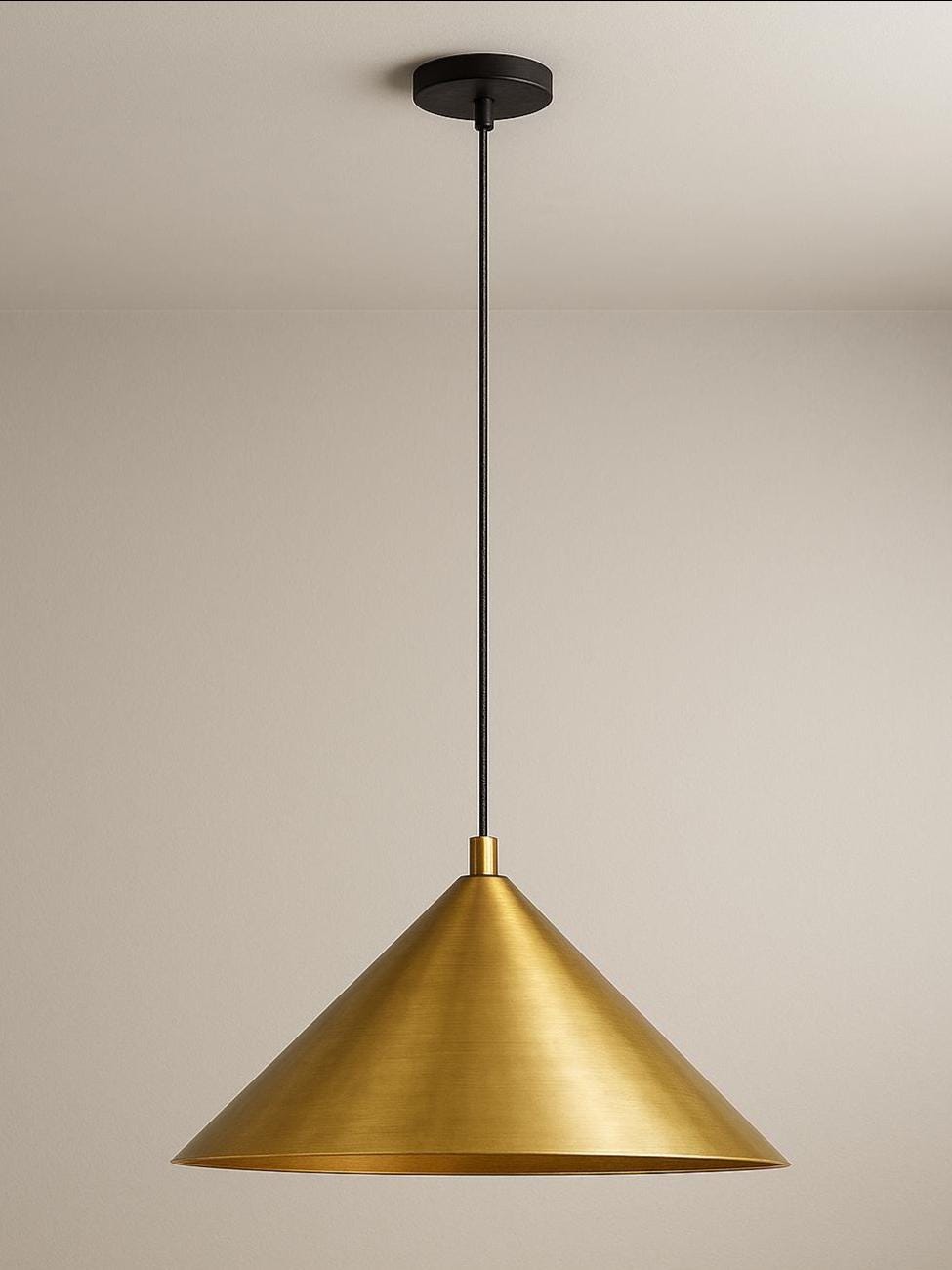 Hand Hammered Brass Cone Pendant Light
