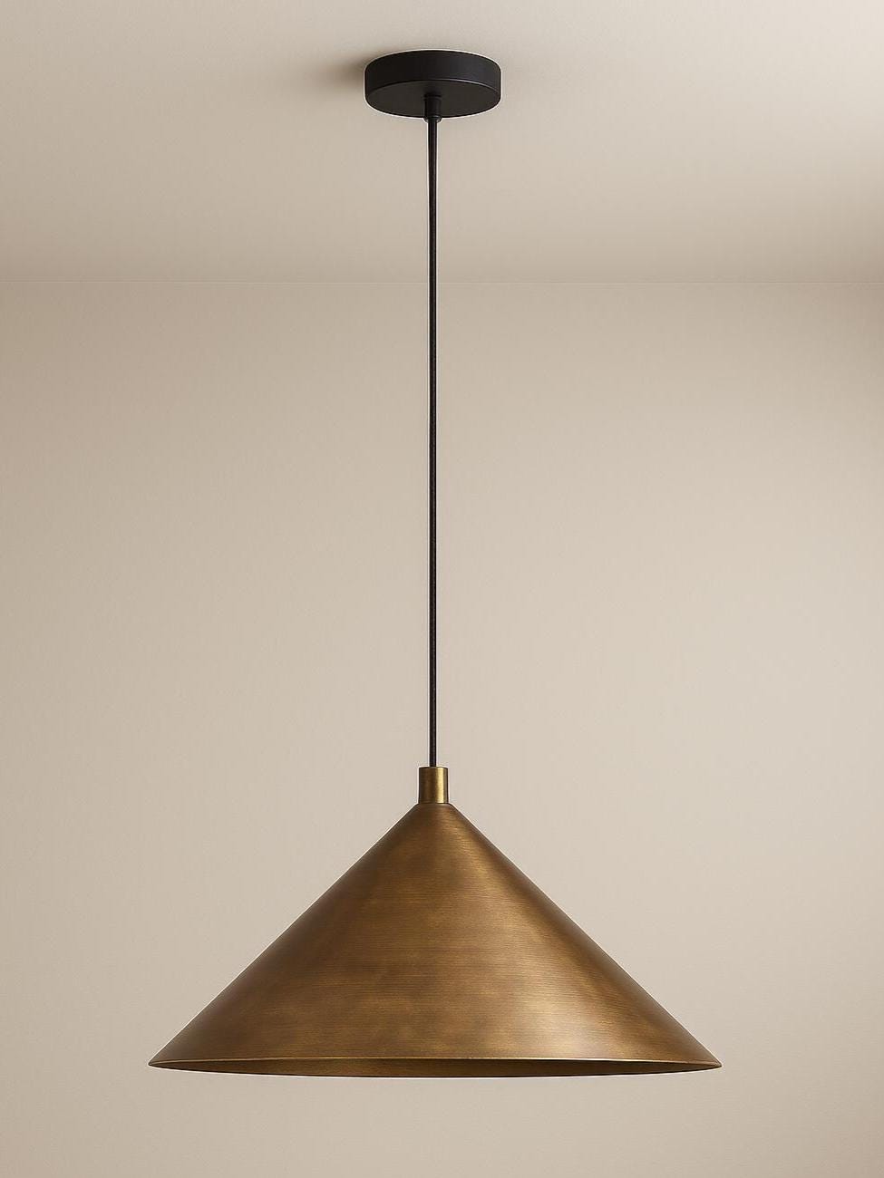 Hand Hammered Brass Cone Pendant Light