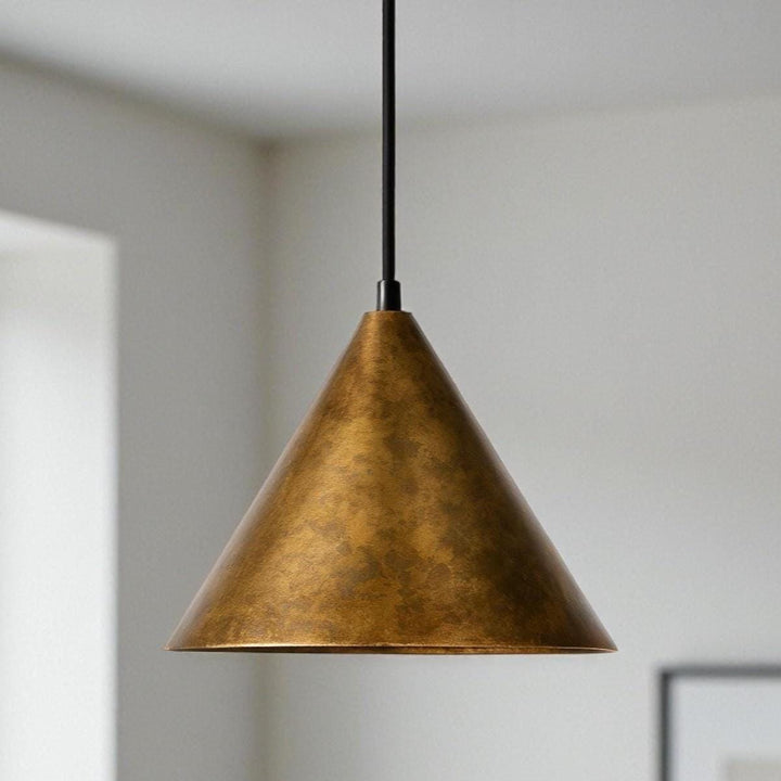 Handcrafted Oxidized Brass Cone Pendant Light