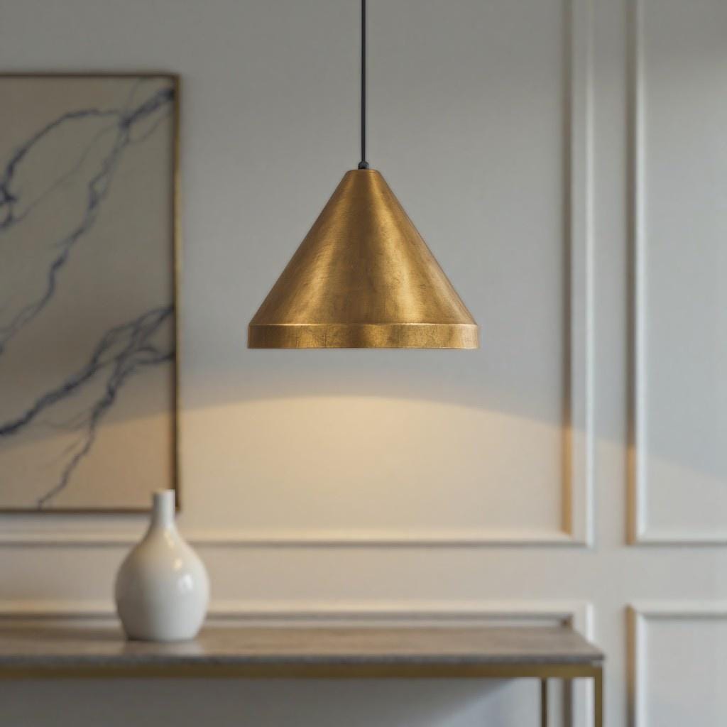 brass cone pendant light modern interior