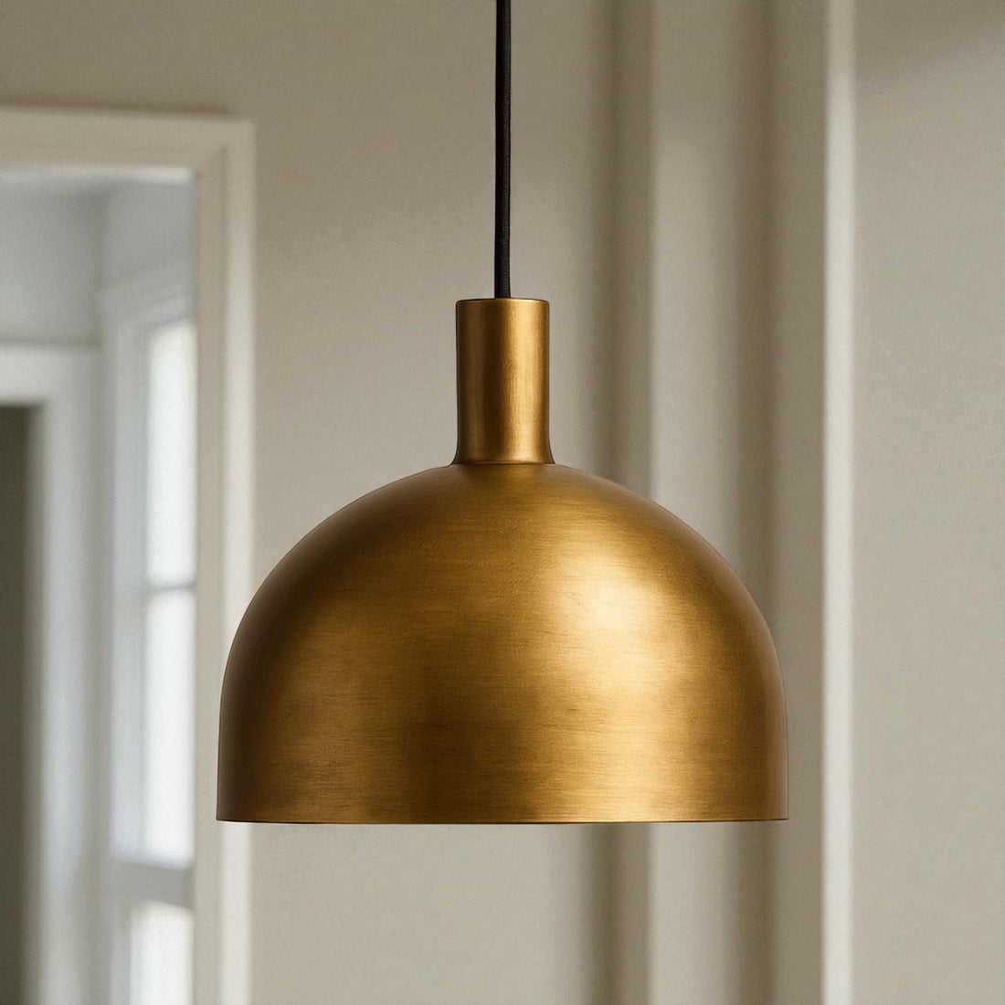 Modern Brushed Brass Dome Pendant Light