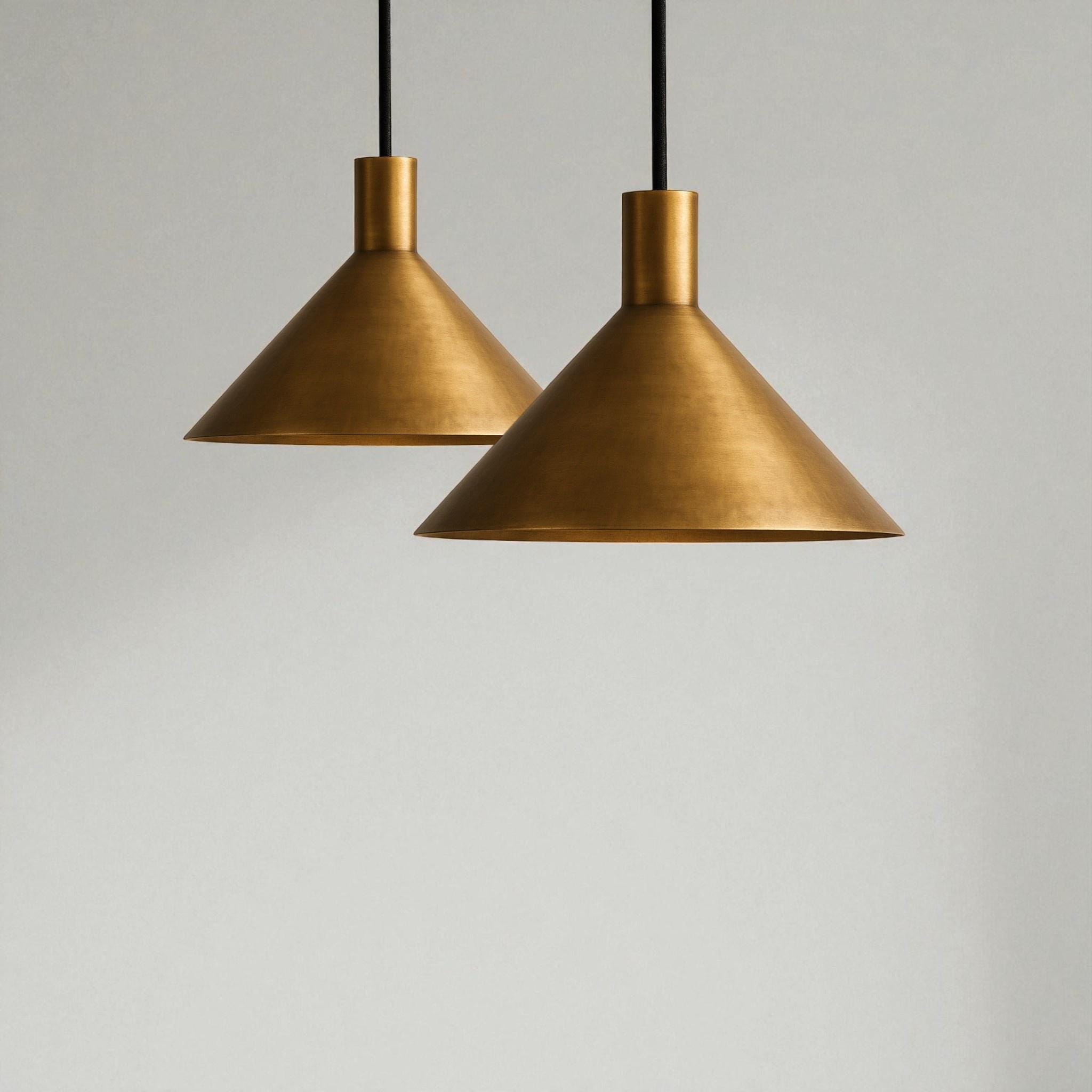 Modern Brushed Brass Cone Pendant Light
