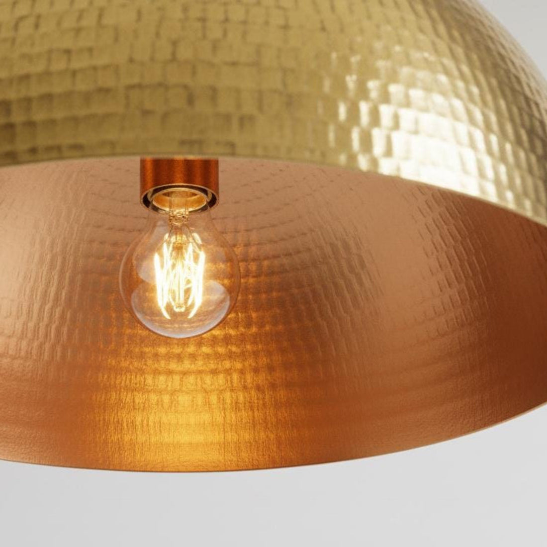 Hammered Brass Pendant Light, Gold Dome Fixture