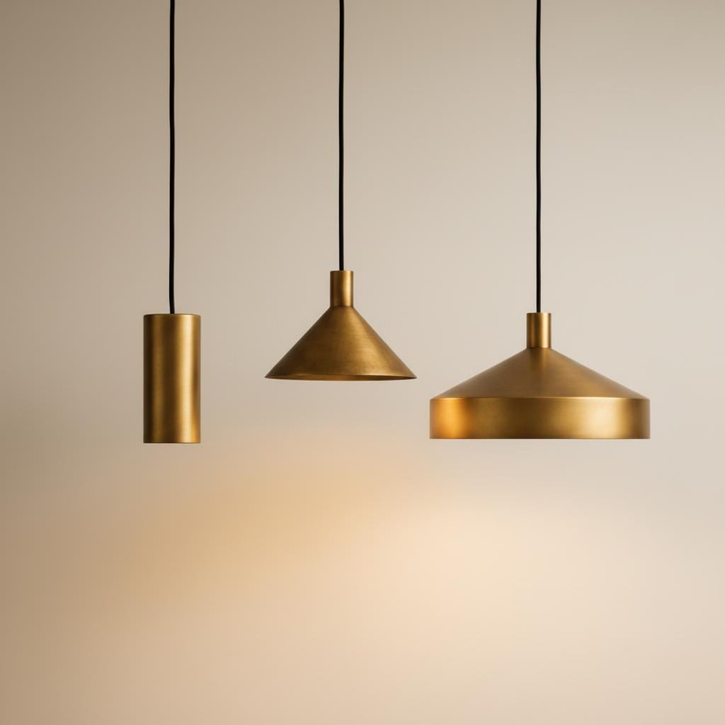 Set of 3 Modern Brass Pendant Lights