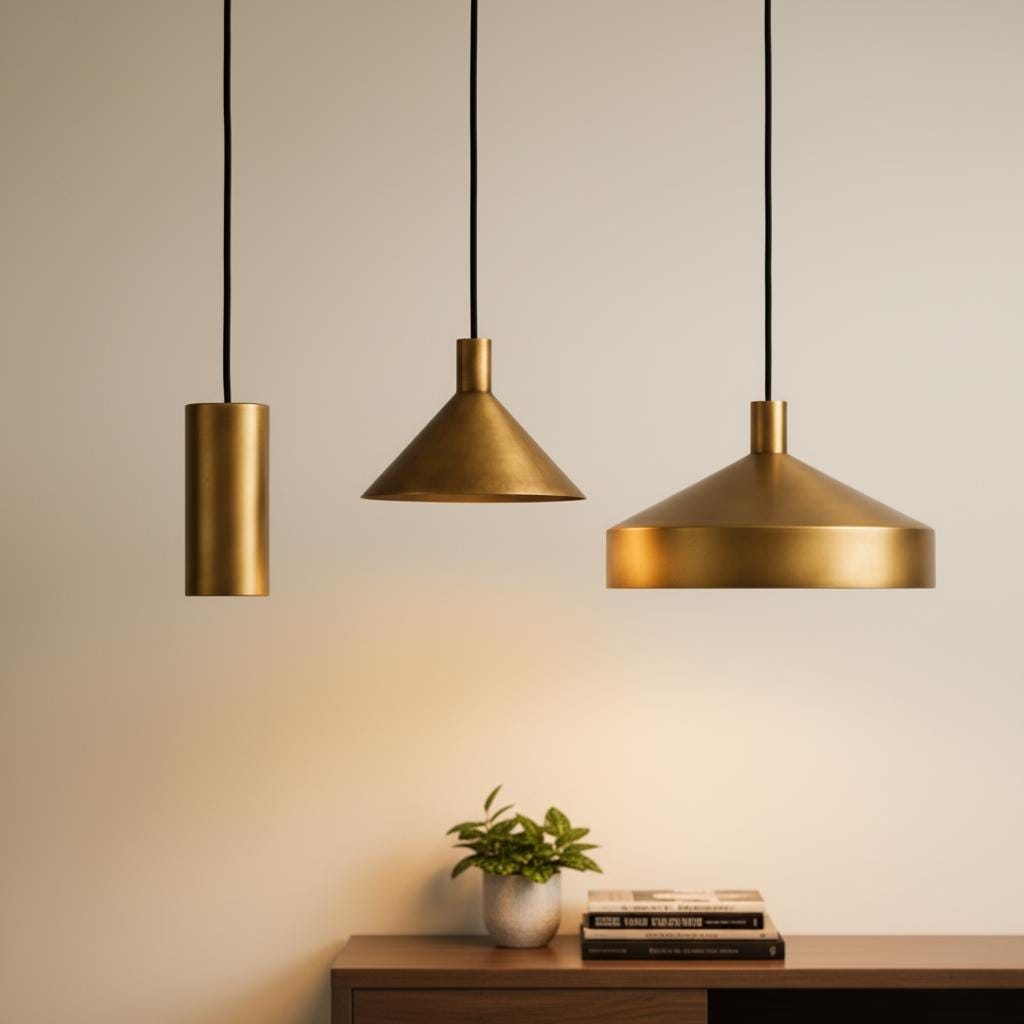 Set of 3 Modern Brass Pendant Lights