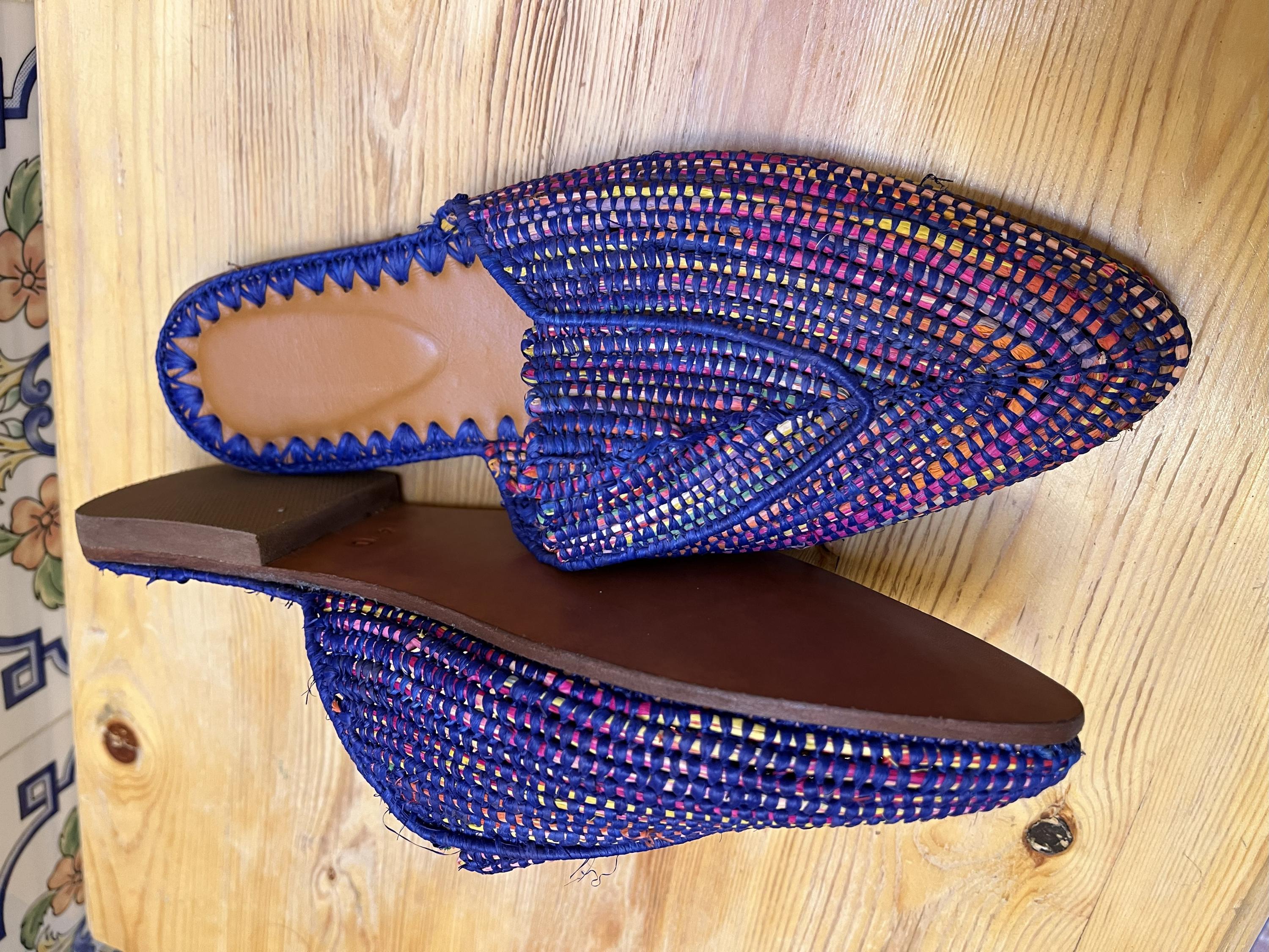 Raffia Sandal Mules with Leather Lining