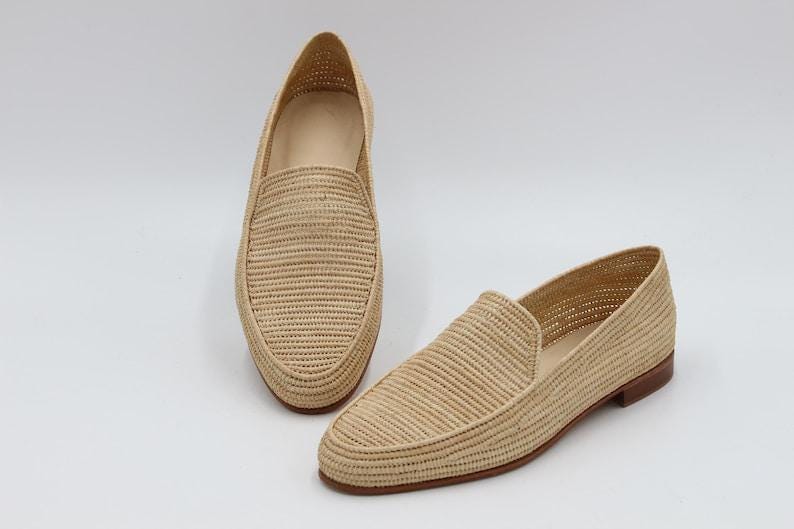 Handwoven Raffia Loafers – Lightweight Slip-On Shoes