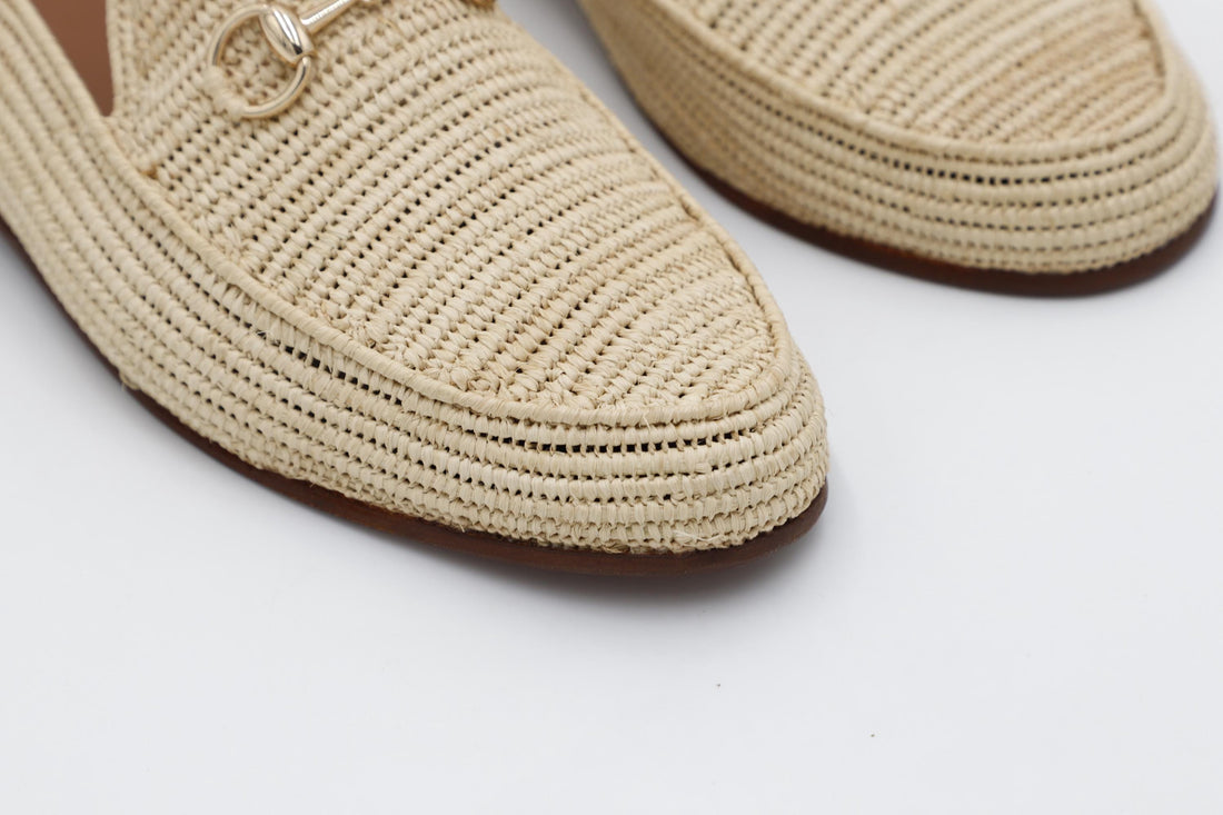 Raffia Mule Loafers with Gold Detail – Natural Minimal Luxury