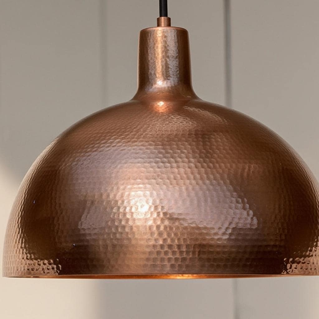 Hand Hammered Copper Tone Pendant Light