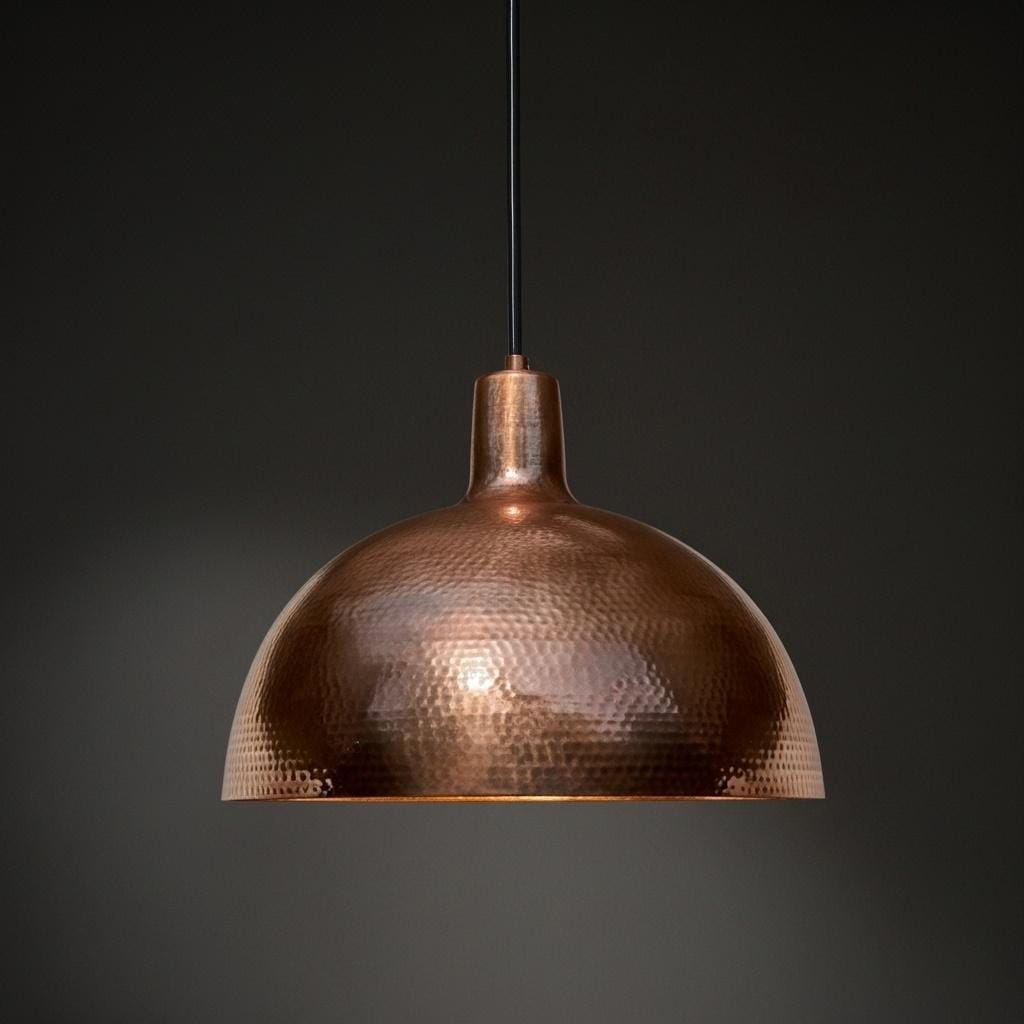 Hand Hammered Copper Tone Pendant Light