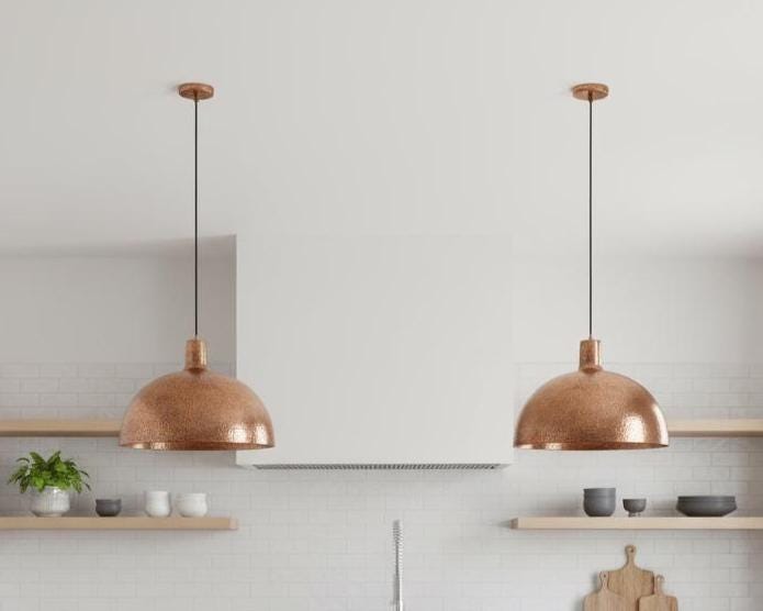 Hand Hammered Copper Tone Pendant Light