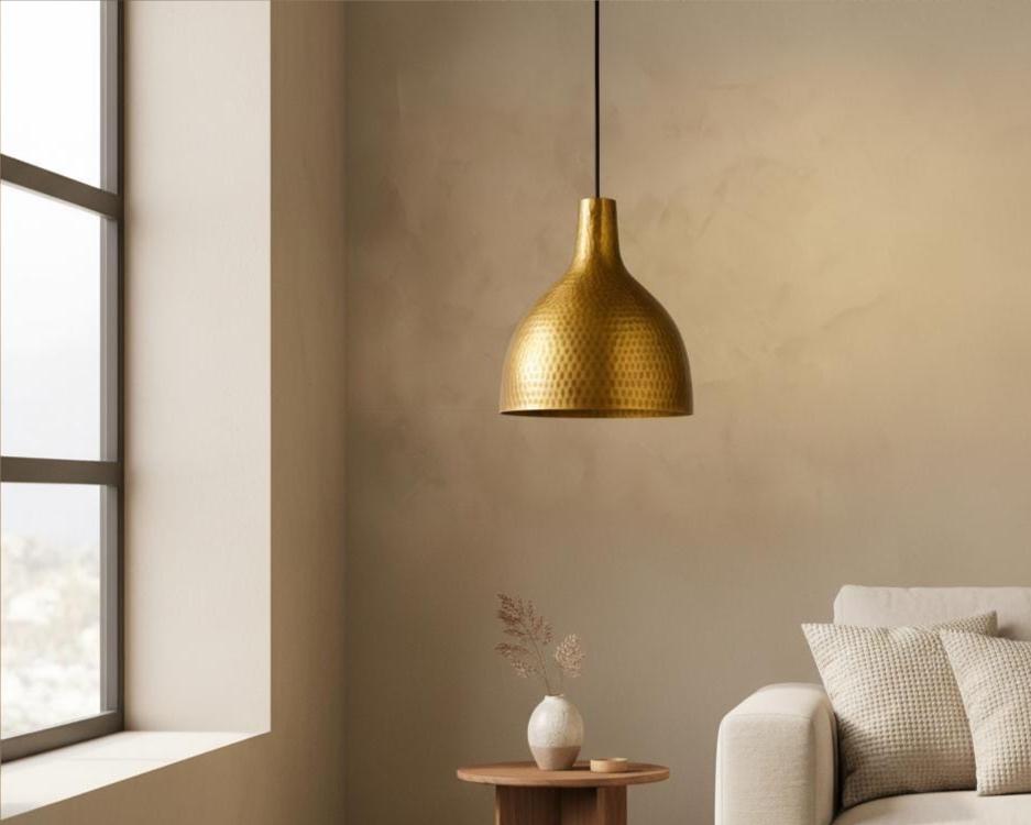 Hand Hammered Gold Brass Pendant Light