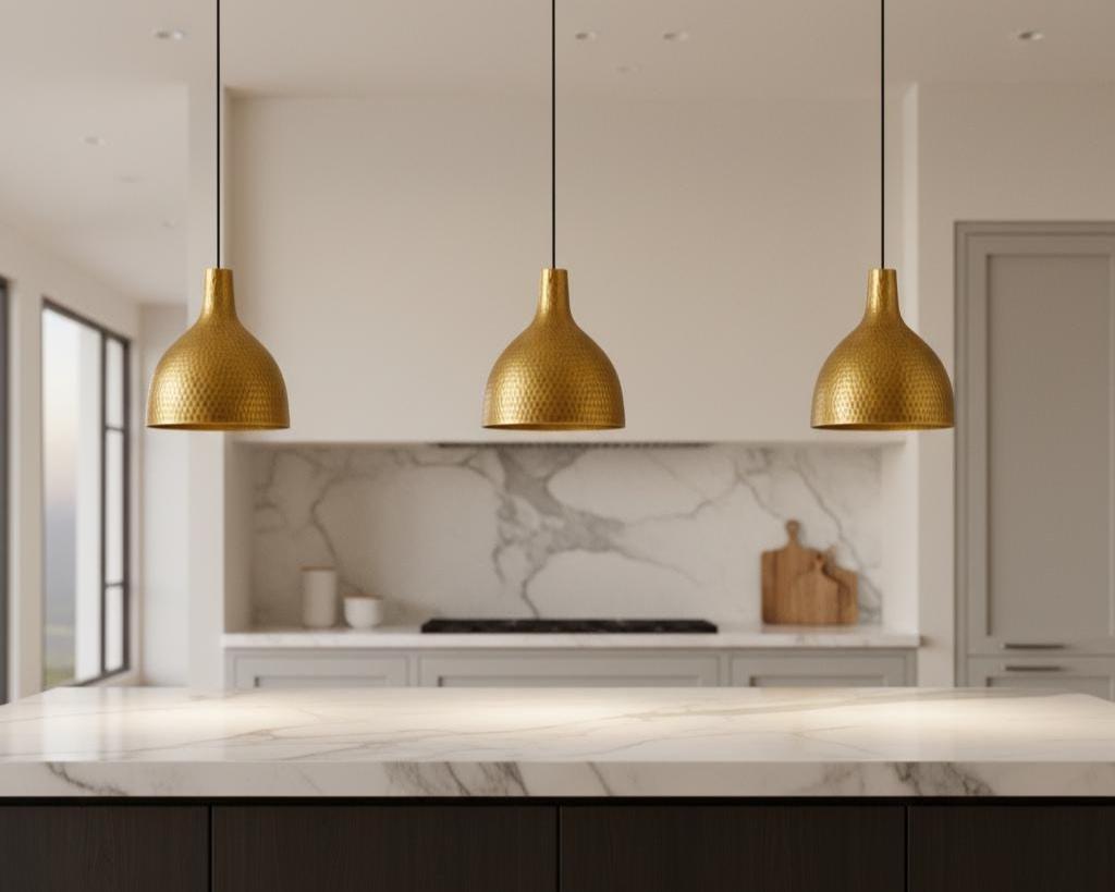 Hand Hammered Gold Brass Pendant Light