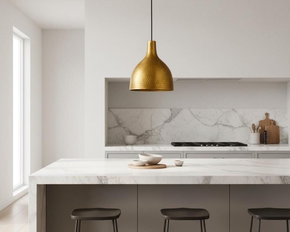 Hand Hammered Gold Brass Pendant Light