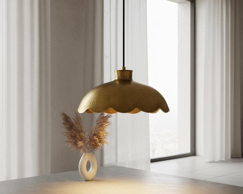Handmade Scalloped Brass Pendant Light