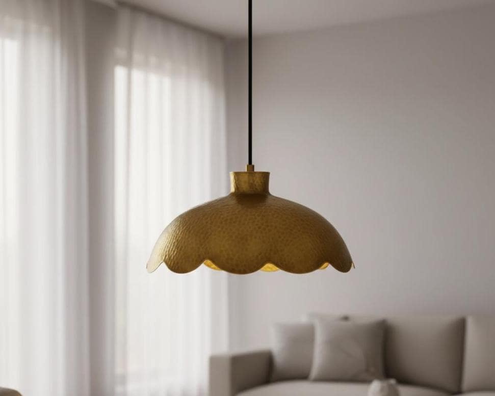 Handmade Scalloped Brass Pendant Light