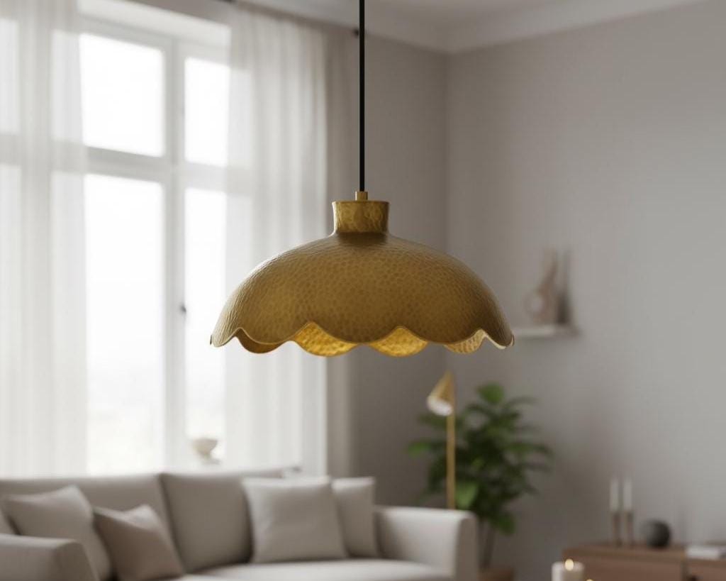 Handmade Scalloped Brass Pendant Light