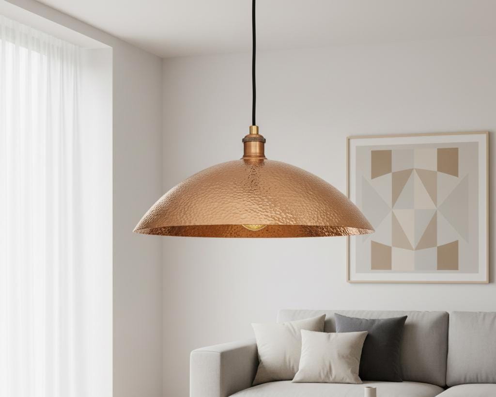 Handmade Hammered Copper Dome Pendant Light
