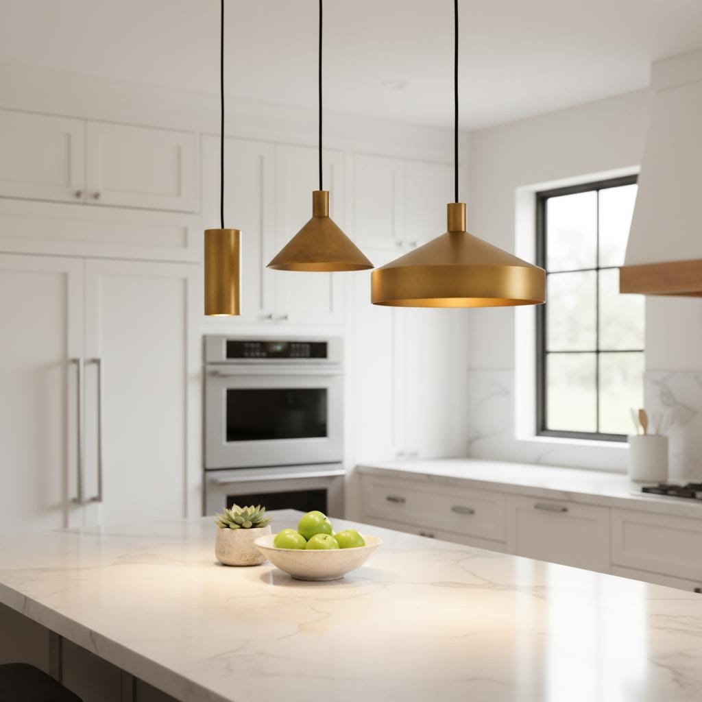 Set of 3 Modern Brass Pendant Lights