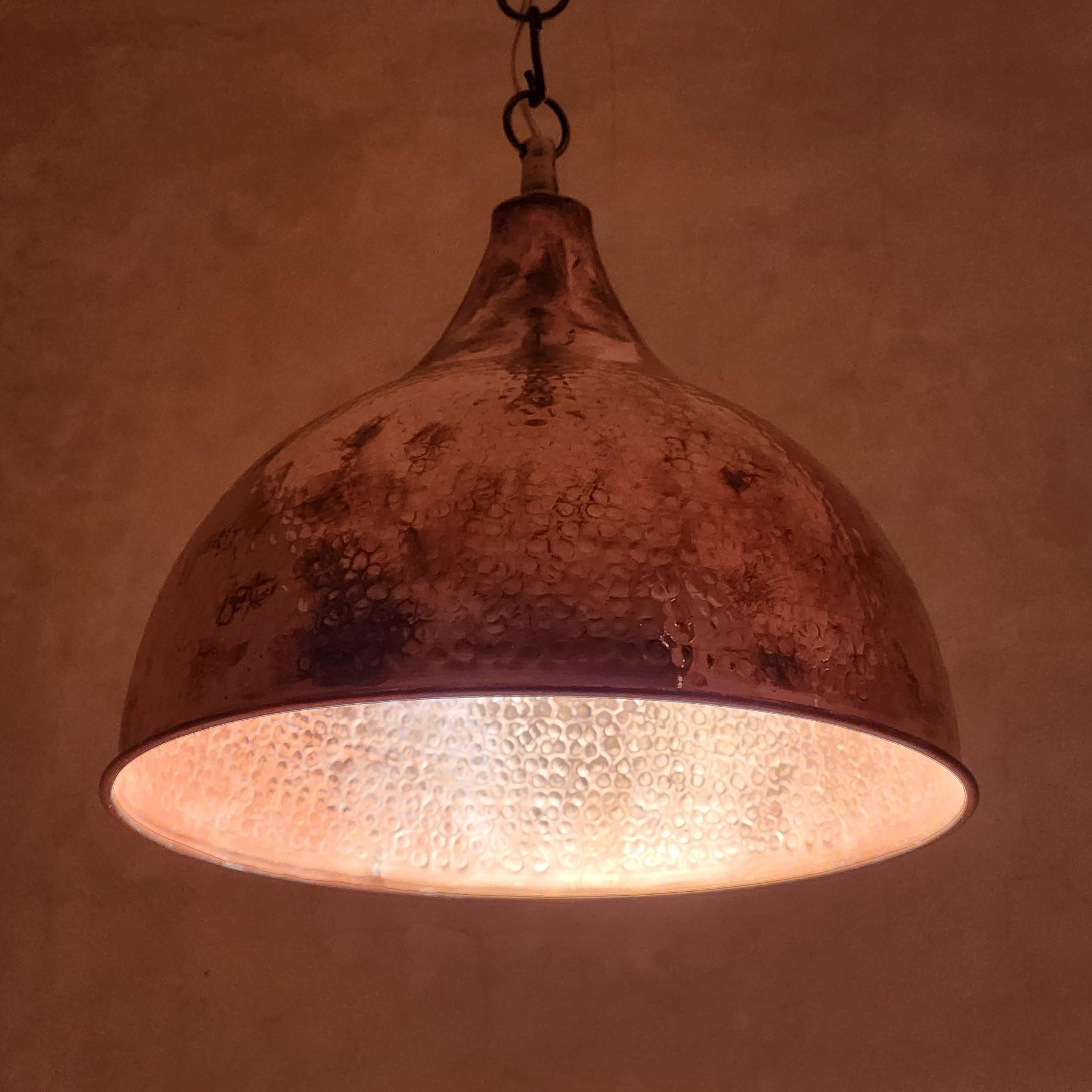 Hammered Copper Bell Pendant Light