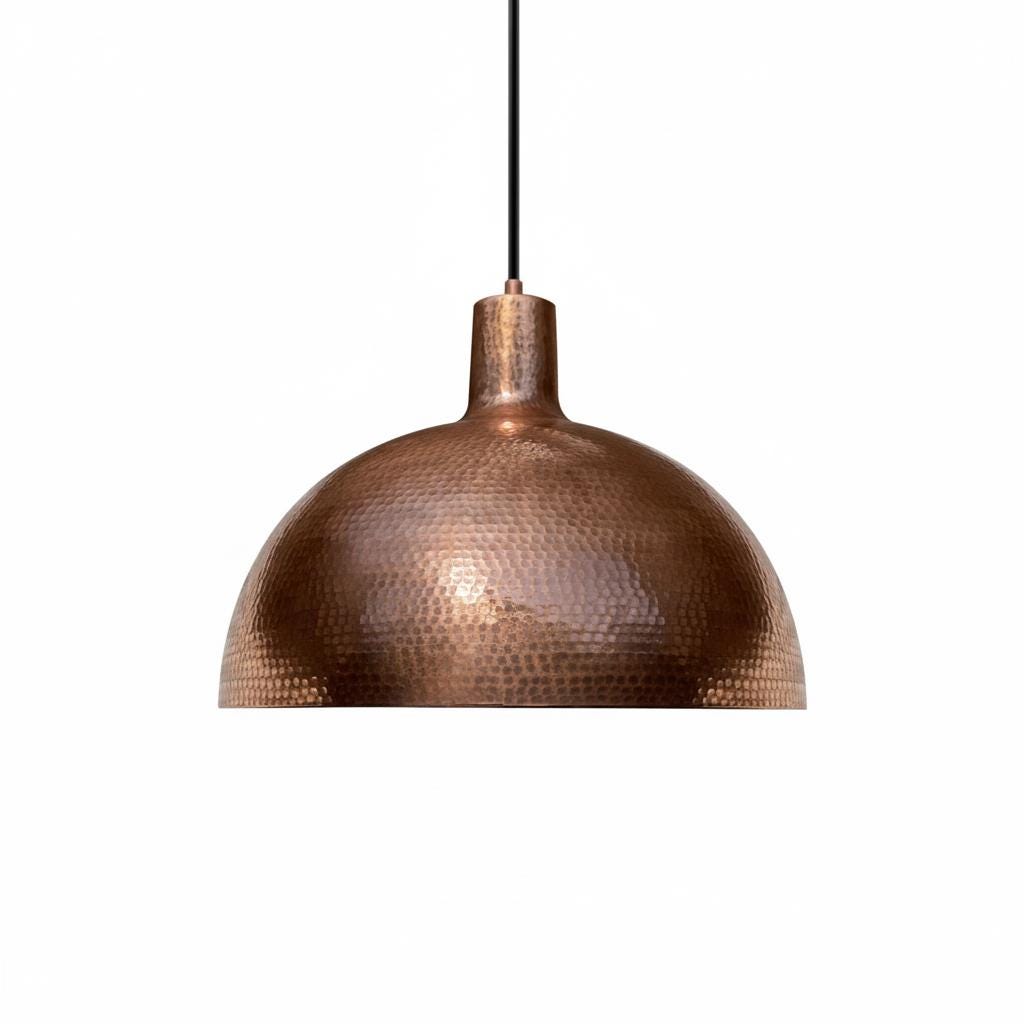 Hand Hammered Copper Tone Pendant Light