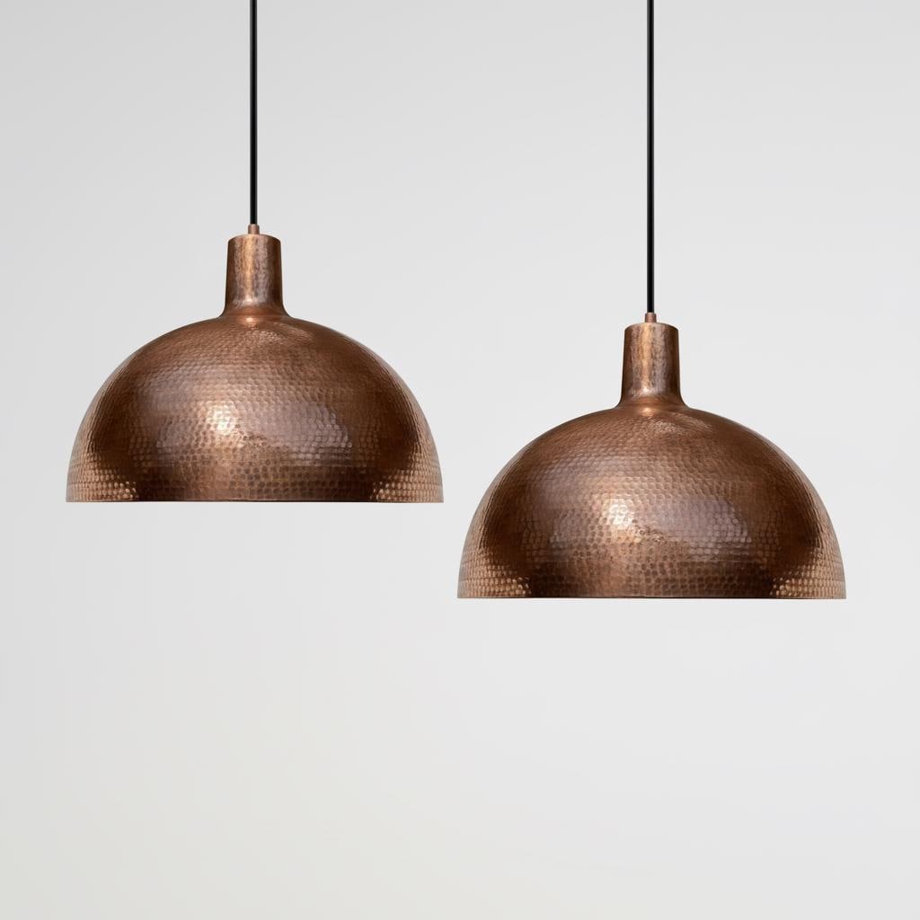 Hand Hammered Copper Tone Pendant Light