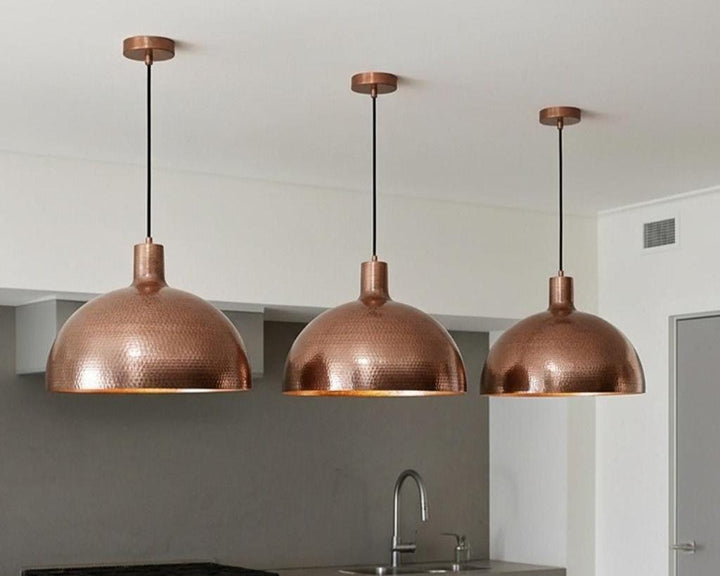 Hand Hammered Copper Tone Pendant Light