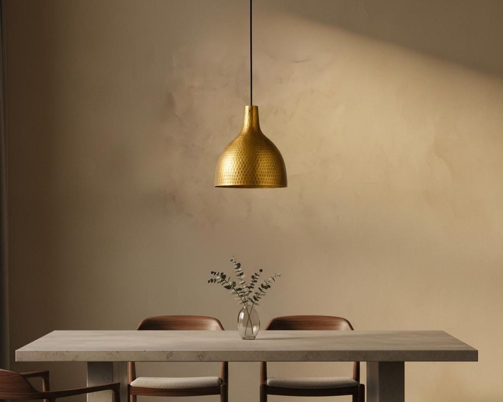 Hand Hammered Gold Brass Pendant Light