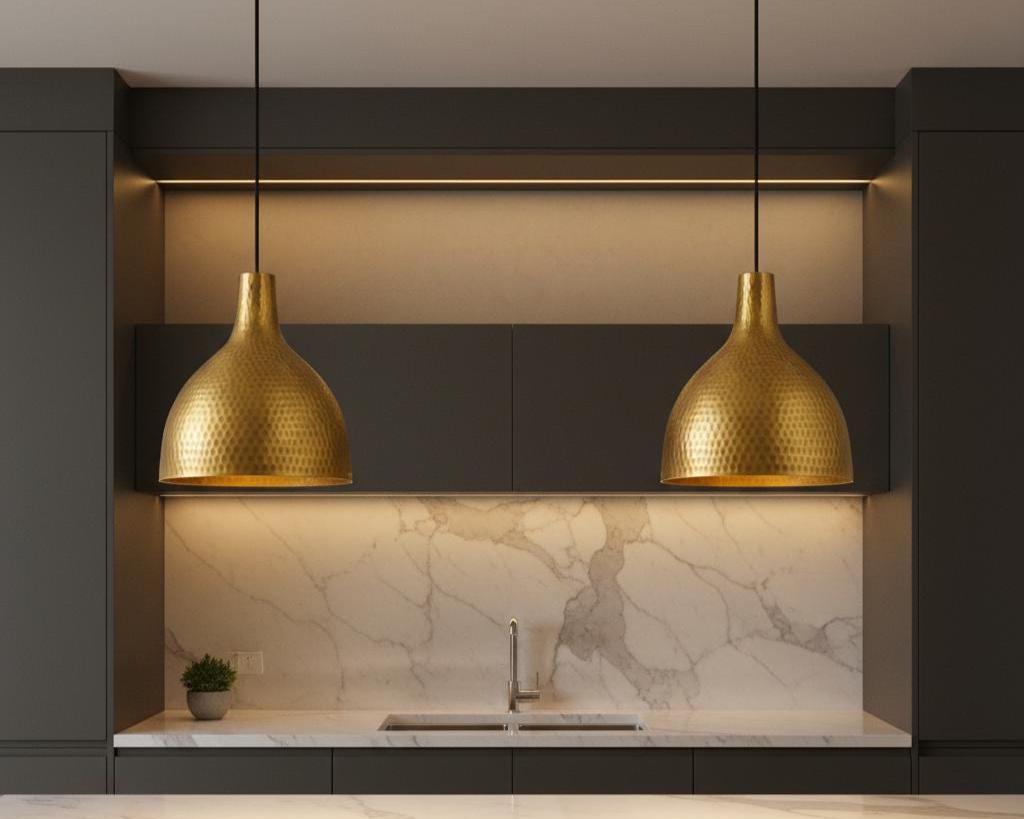 Hand Hammered Gold Brass Pendant Light
