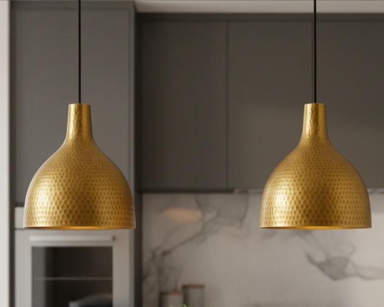 Hand Hammered Gold Brass Pendant Light