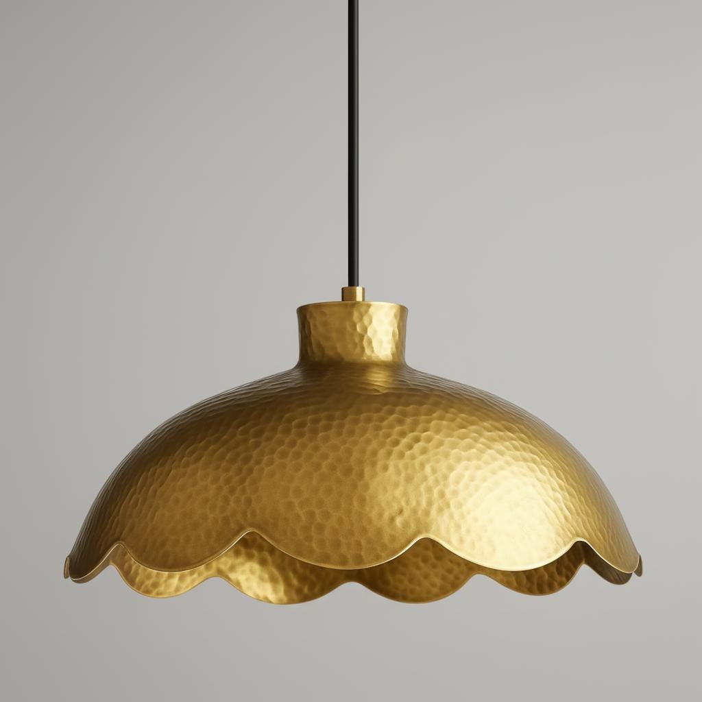 Handmade Scalloped Brass Pendant Light