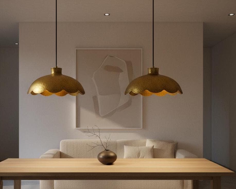 Handmade Scalloped Brass Pendant Light