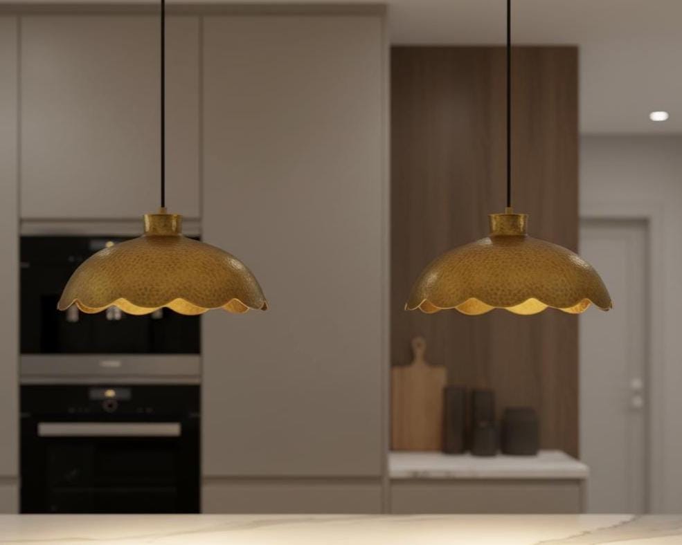 Handmade Scalloped Brass Pendant Light
