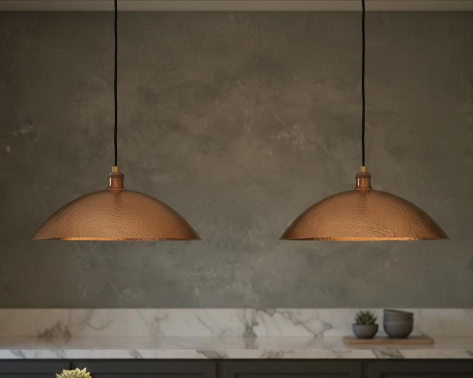 Handmade Hammered Copper Dome Pendant Light
