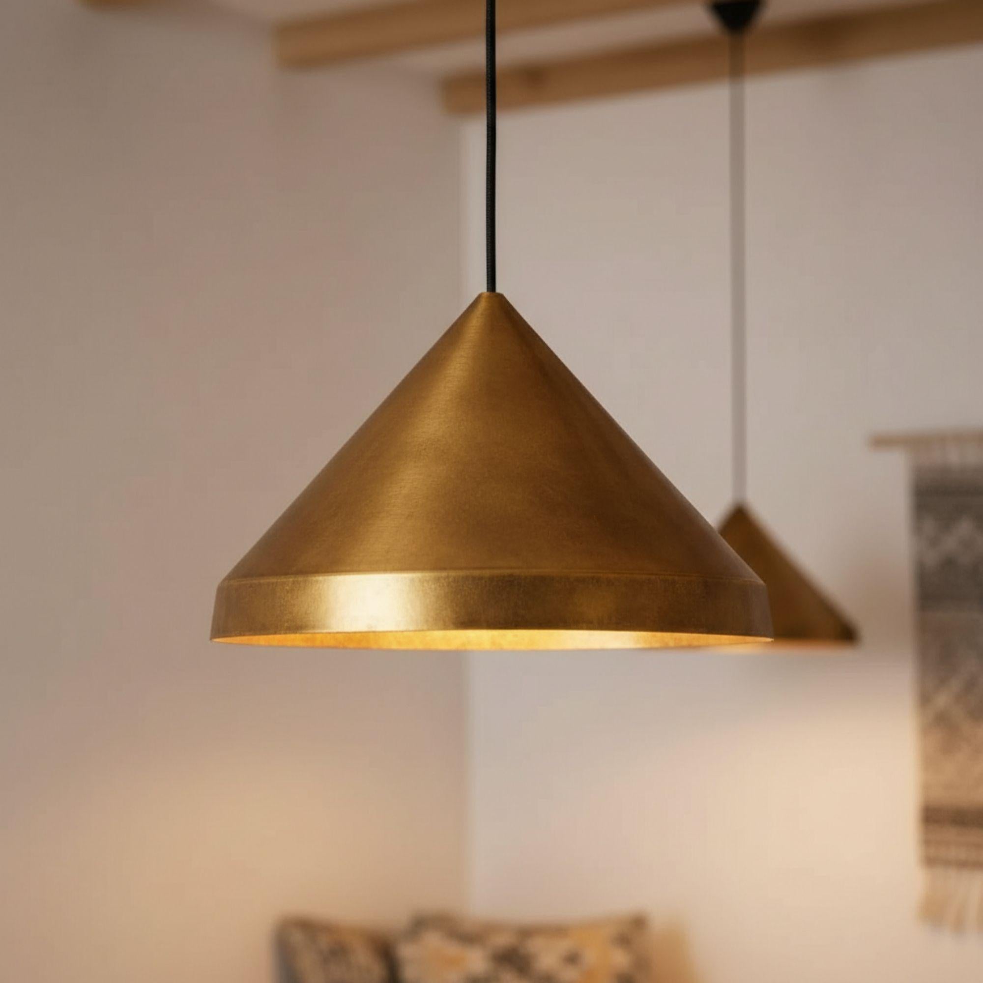 Handmade Oxidized Brass Cone Pendant Light
