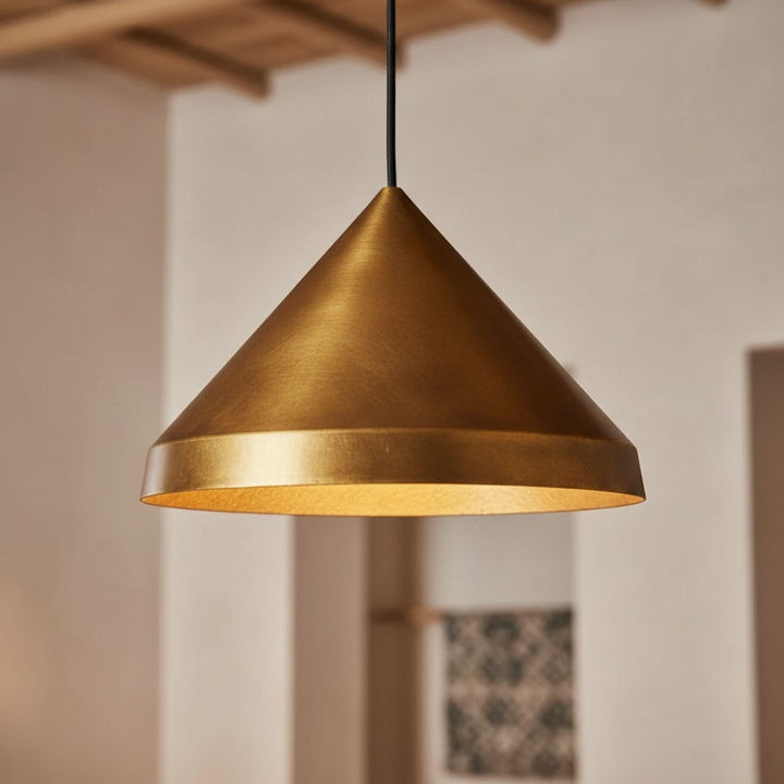 Handmade Oxidized Brass Cone Pendant Light