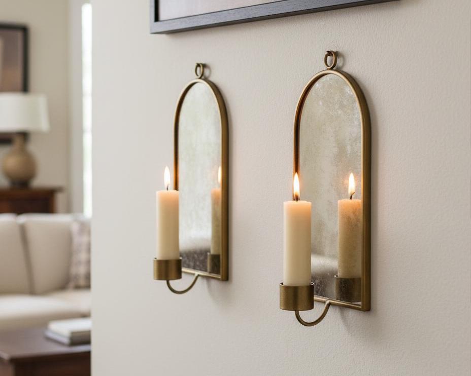 Handcrafted Brass Wall Candle Sconce Set of 2