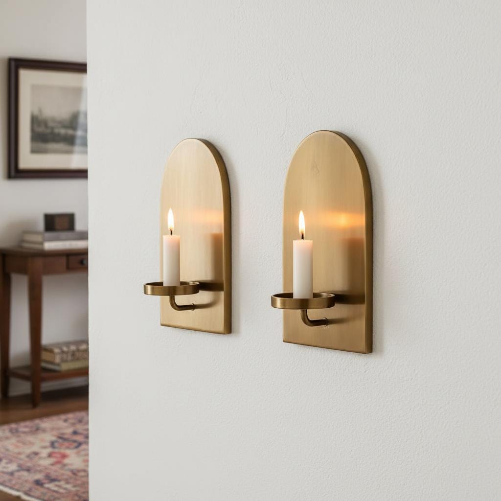 Set of 2 Antique Brass Moroccan Wall Sconces