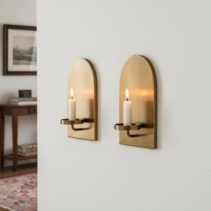 Set of 2 Antique Brass Moroccan Wall Sconces