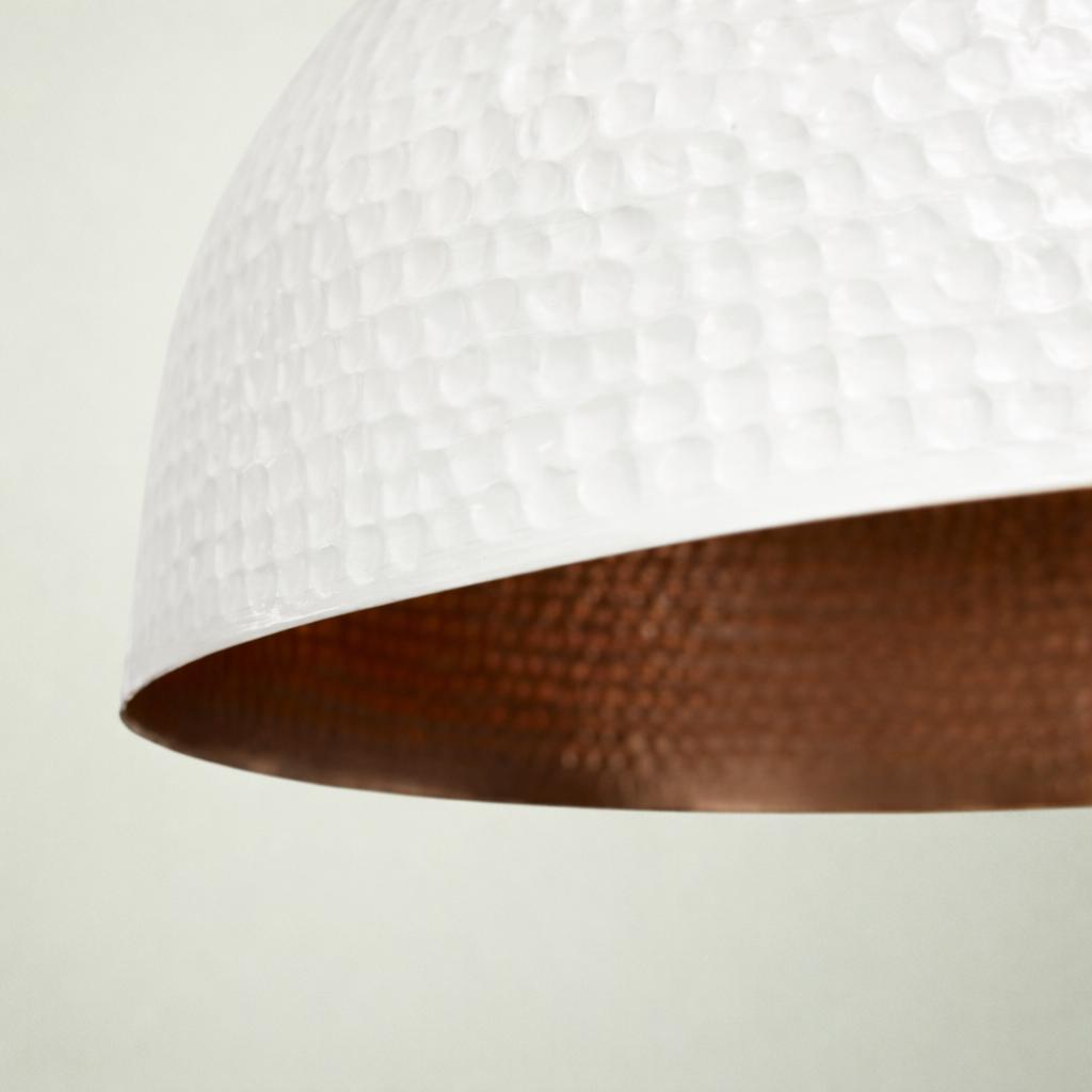 White Painted Brass Dome Pendant Light