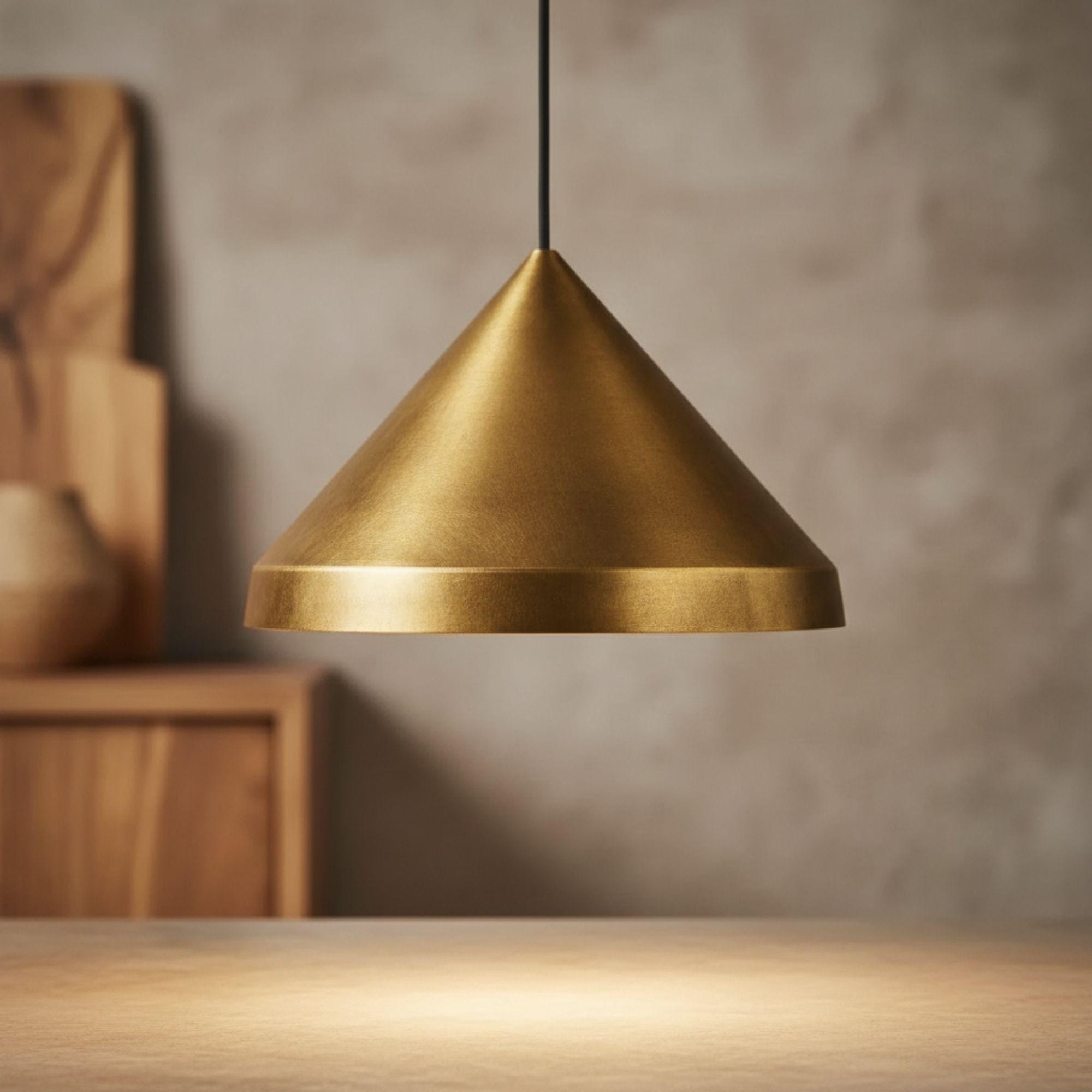 Handmade Oxidized Brass Cone Pendant Light