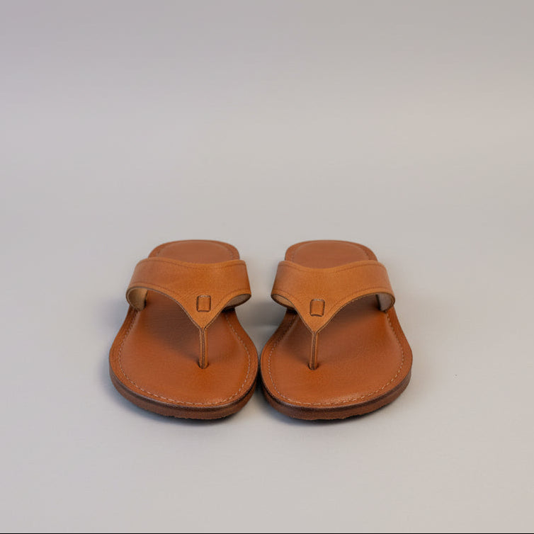 Handcrafted Brown Leather Thong Sandals – Minimal Slip-On Summer Footwear