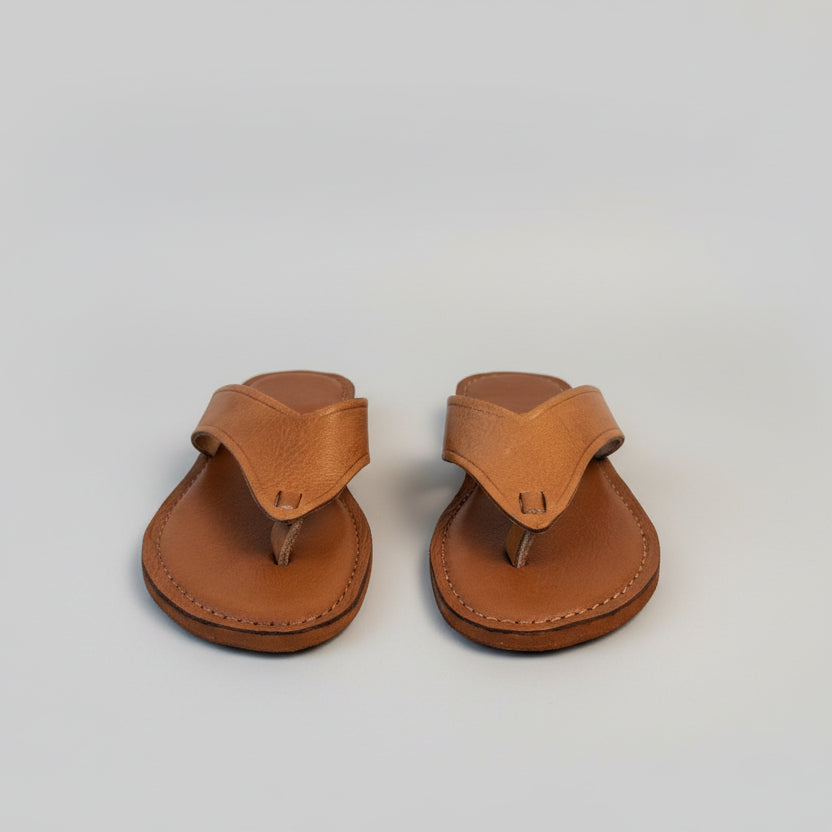 Handcrafted Brown Leather Thong Sandals – Minimal Slip-On Summer Footwear